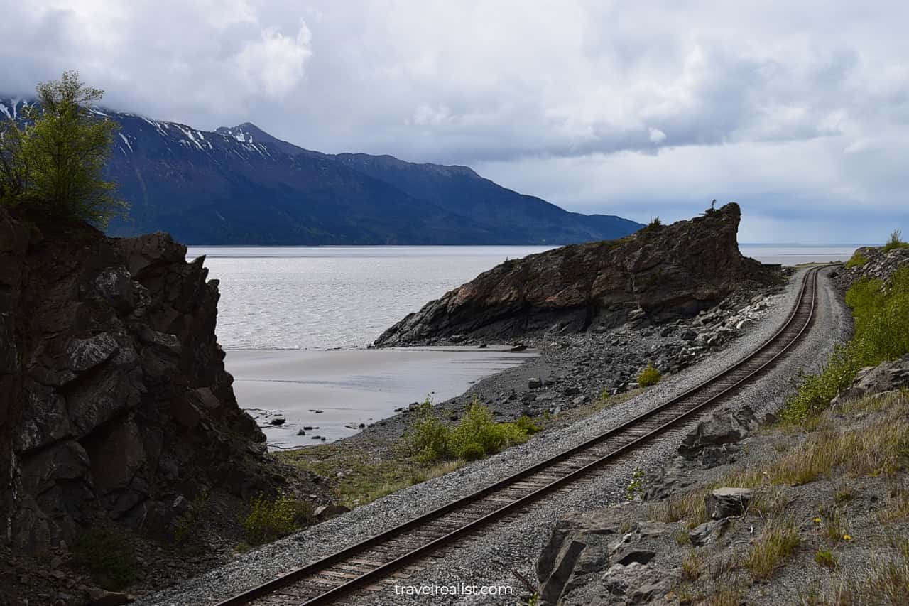 Seward Highway and Railway in Chugach State Park in Alaska, US