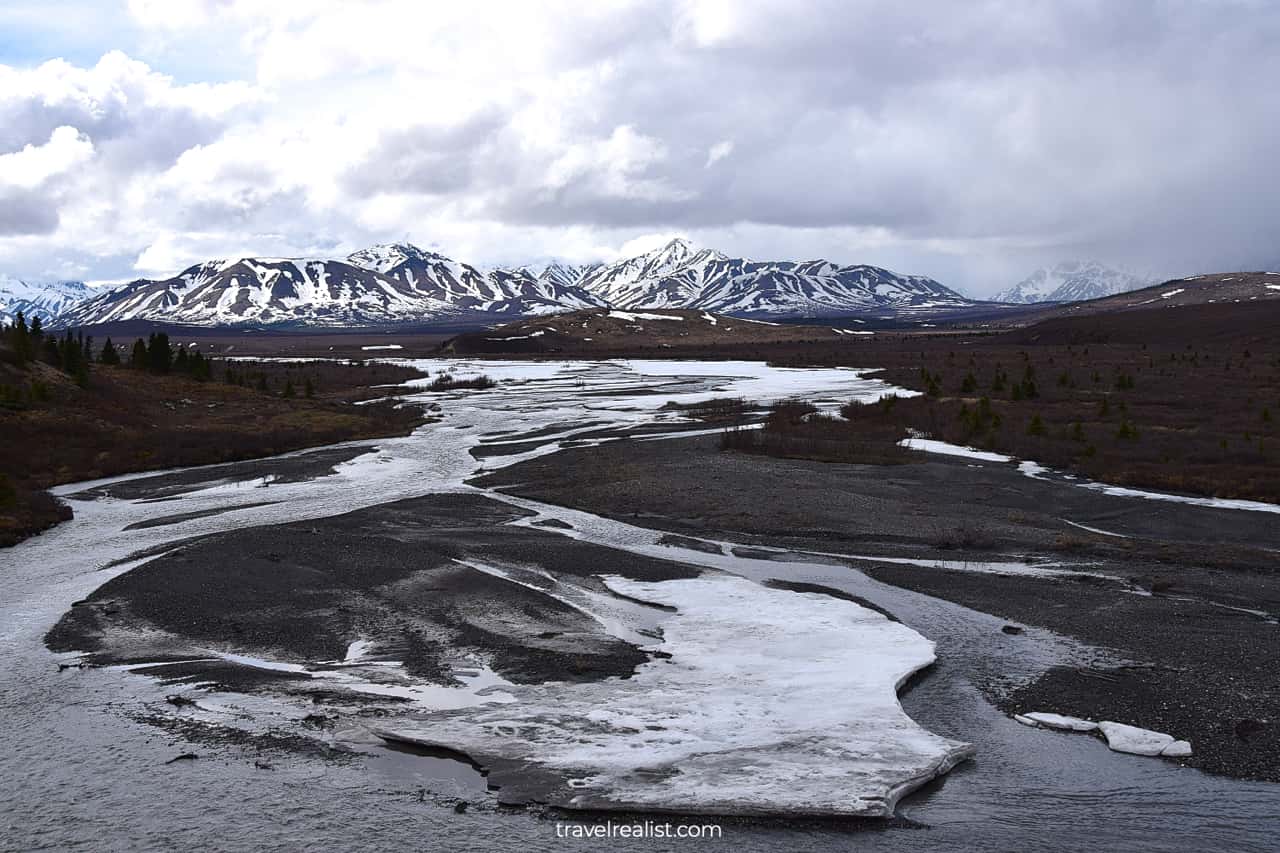 Downstream Savage river in Denali National Park, Alaska, US