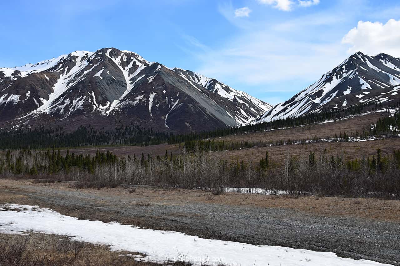 Snow covered areas near Richardson Highway in Alaska, US