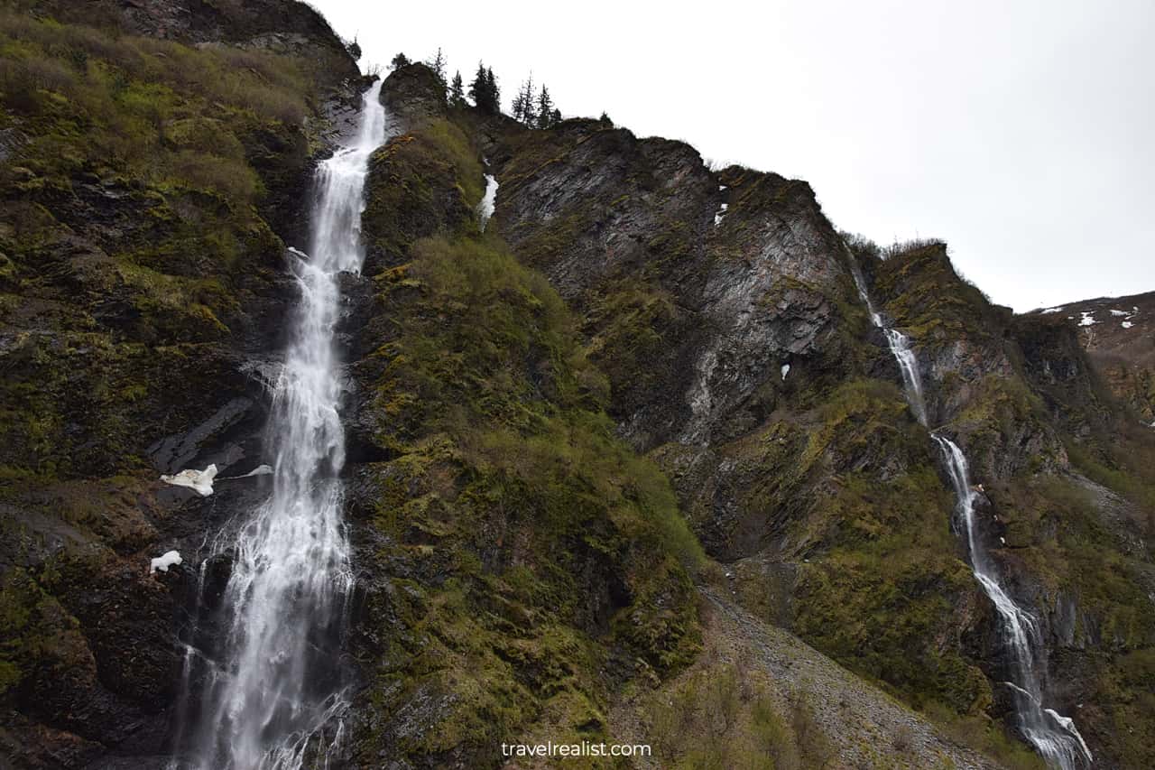 Waterfalls in Keystone Canyon in Alaska, US