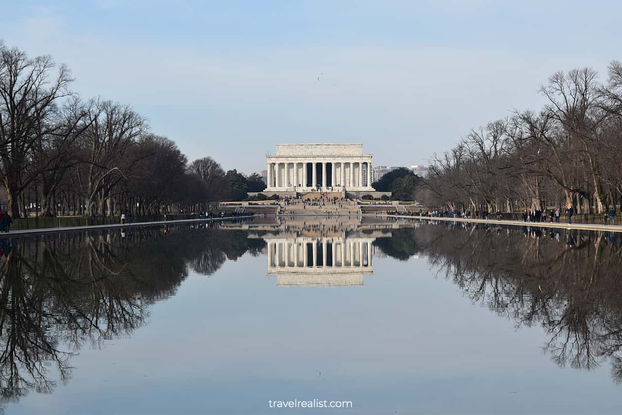 Lincoln Memorial and Reflecting Pool in National Mall, Washington, DC, US