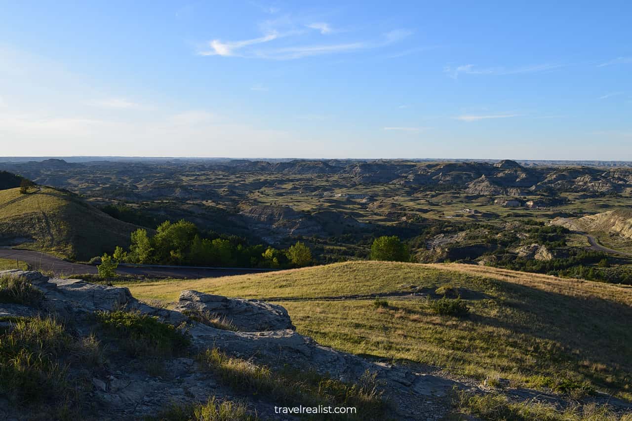 Views from Buck Hill in South Unit of Theodore Roosevelt National Park in North Dakota, US