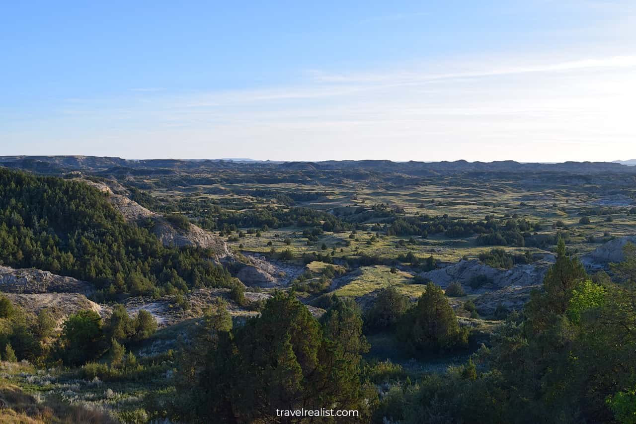 Views from Boicourt Overlook in South Unit of Theodore Roosevelt National Park in North Dakota, US