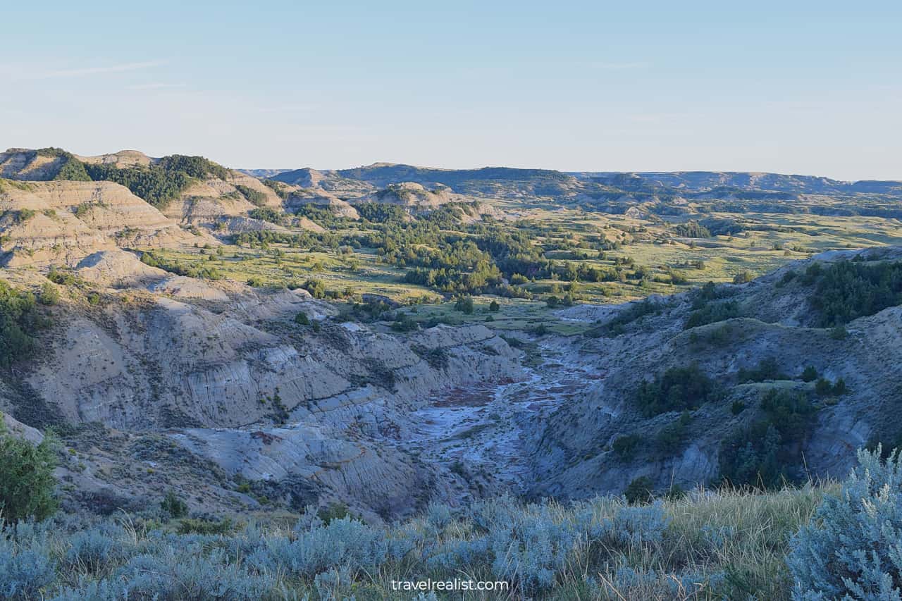 Views from Boicourt Overlook in South Unit of Theodore Roosevelt National Park in North Dakota, US