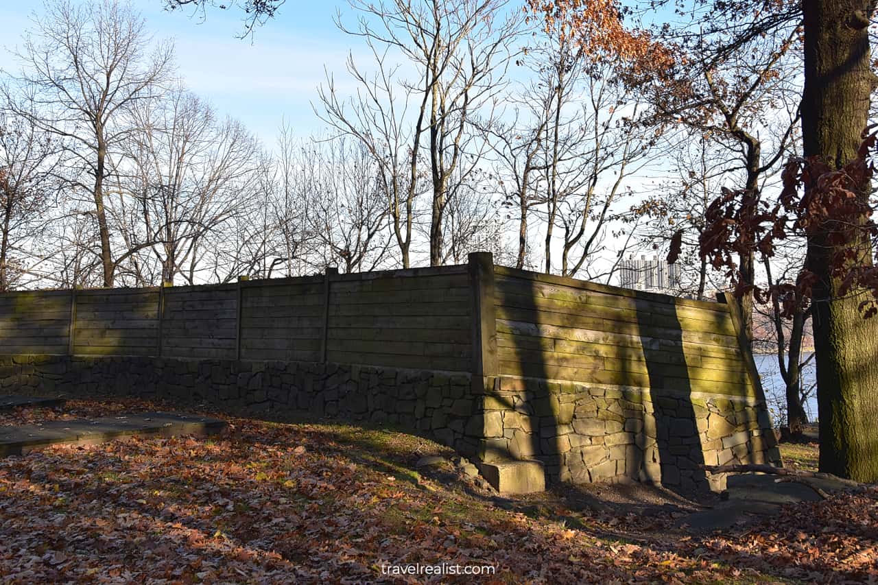 Reconstructed structures in Fort Lee Historic Park, New Jersey, US