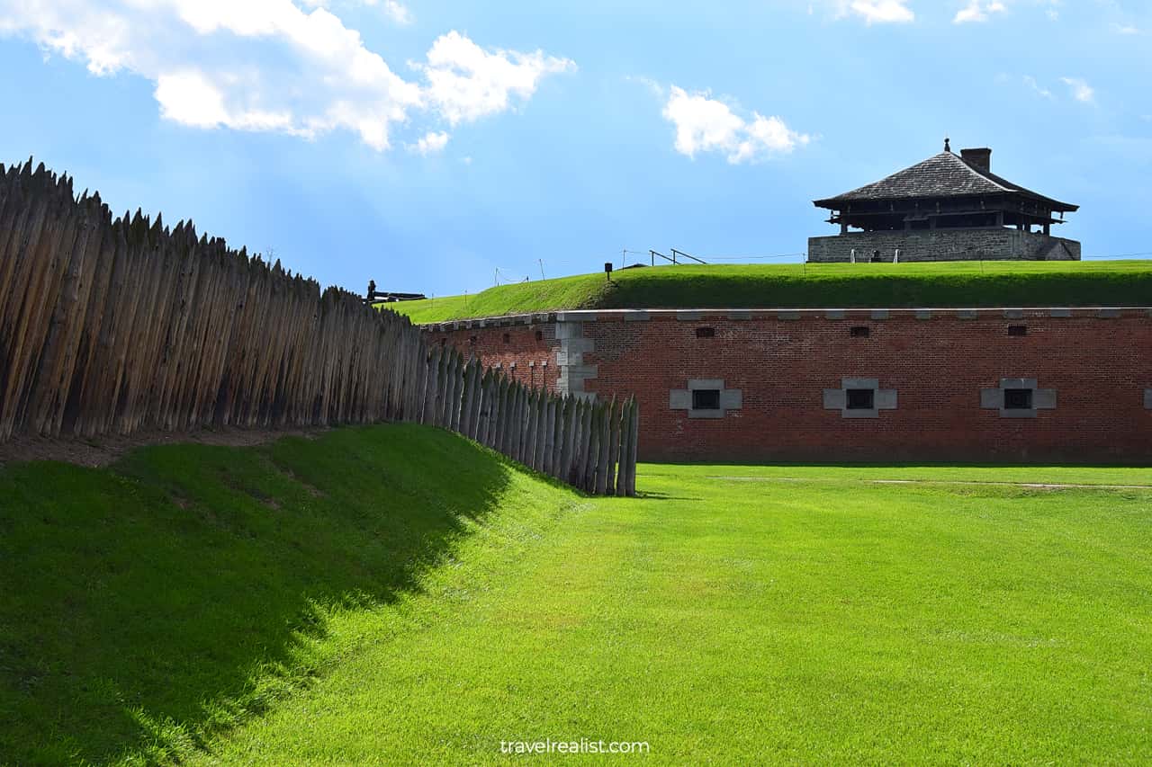 Green lawn at Fort grounds in Fort Niagara State Park, New York, US