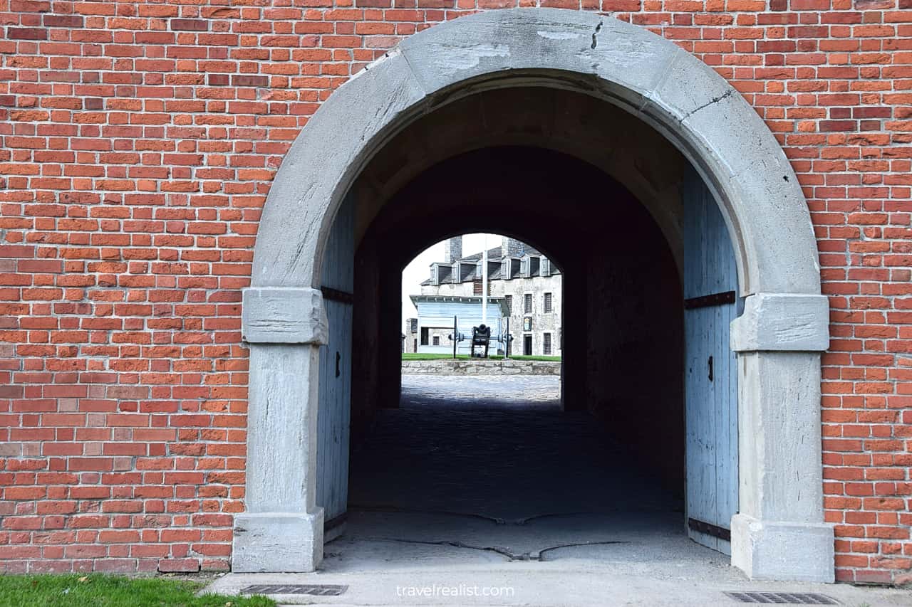 French Castle glimpse via gate in Fort Niagara State Park, New York, US