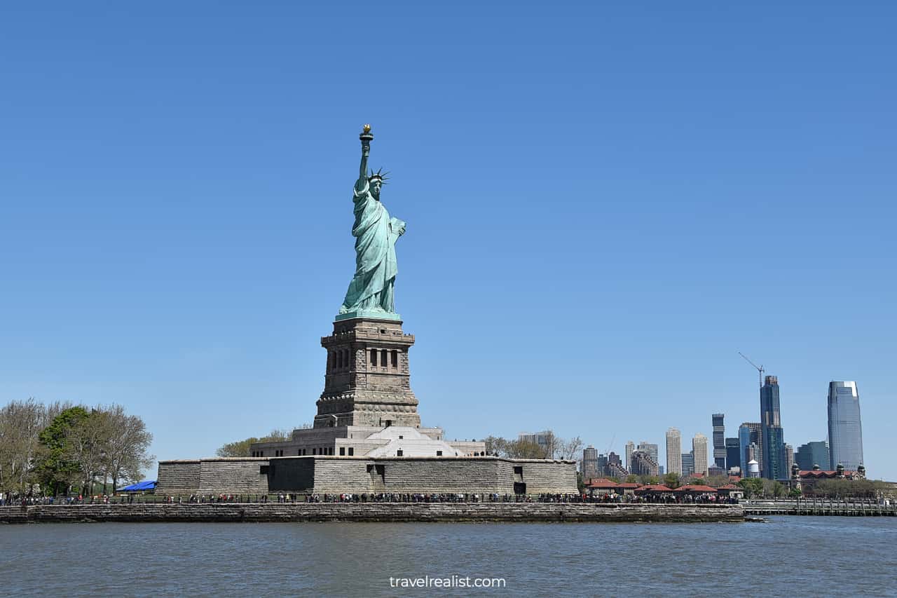 Statue of Liberty and Jersey City, New Jersey, US