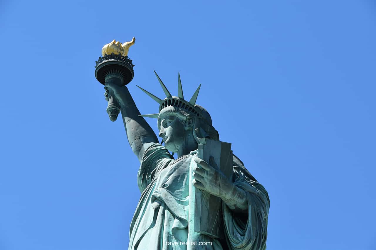 Statue of Liberty as seen from ferry in Upper New York Bay, US