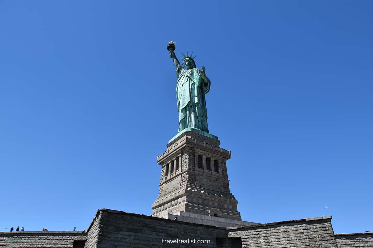 Statue of Liberty Pedestal on Liberty Island in Upper New York Bay, US