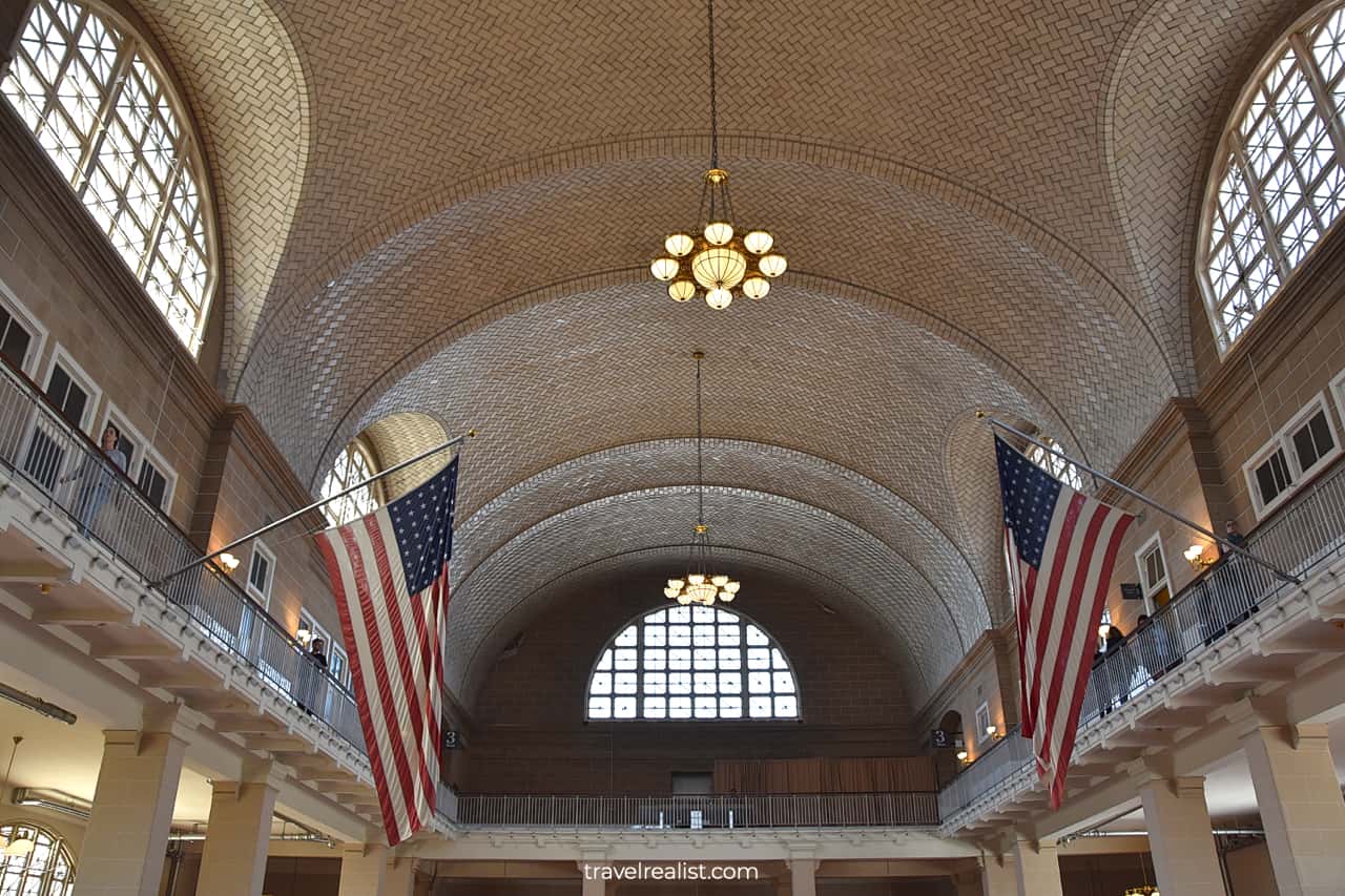 Main hall of National Museum of Immigration on Ellis Island in New Jersey, US