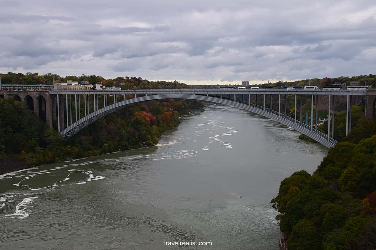 Rainbow Bridge connecting US and Canada in Niagara Falls State Park, New York, US