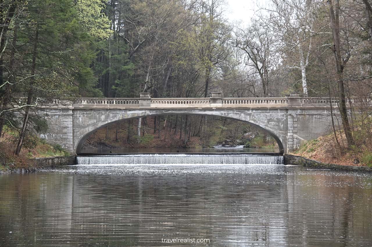View of White Bridge over Crum Elbow Creek in Vanderbilt Mansion National Historic Site, New York, US
