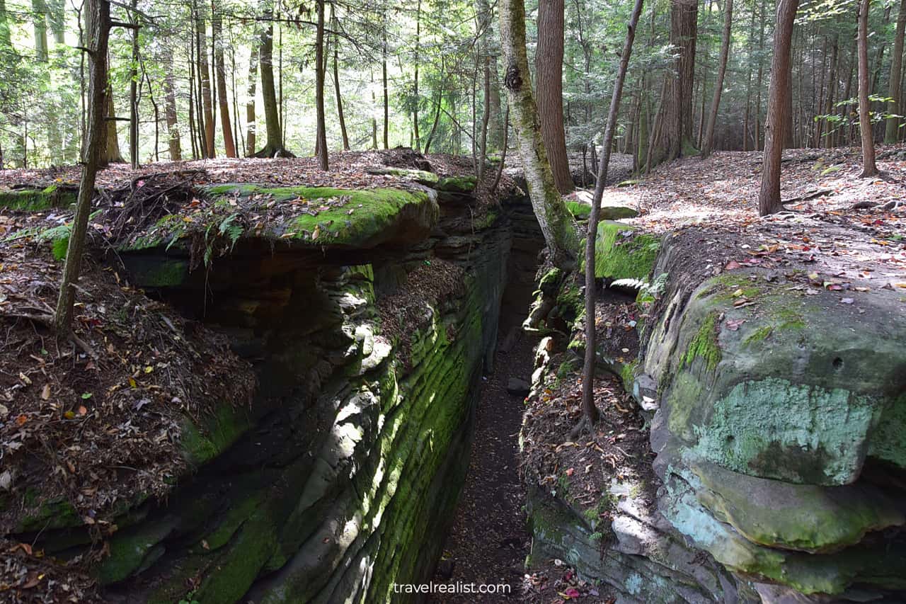 Bedrock formations in Ledges Area in Cuyahoga Valley National Park, Ohio, US