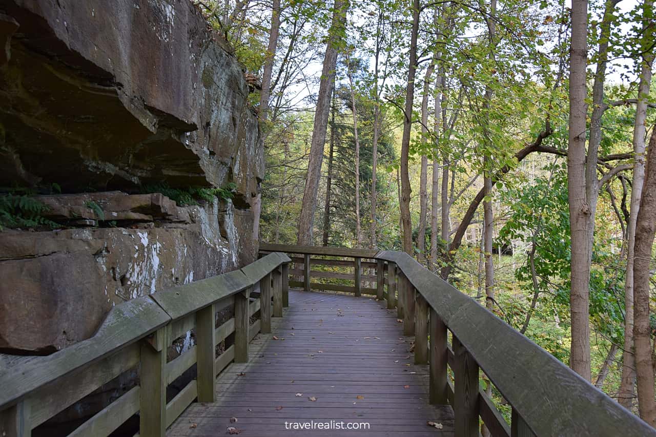 Brandywine Falls boardwalk in Cuyahoga Valley National Park, Ohio, US