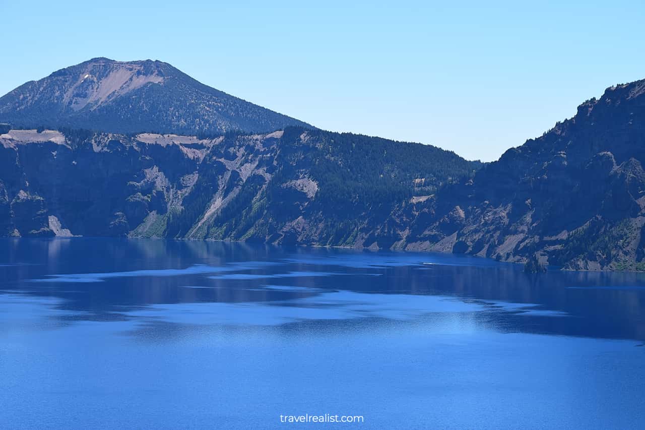 Lake views from Discovery Point on Rim Drive in Crater Lake National Park, Oregon, US