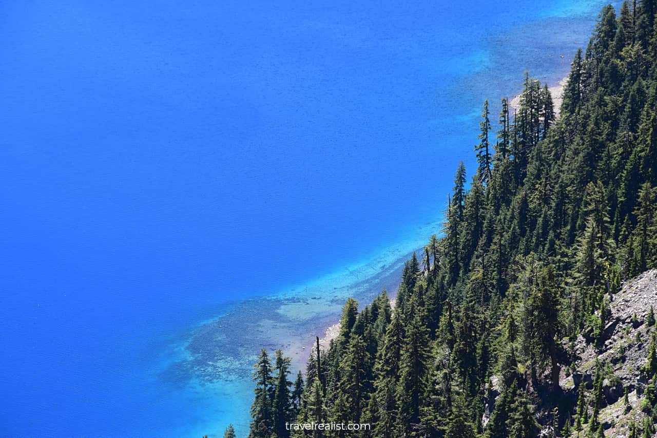 Crater lake blue water color in Crater Lake National Park, Oregon, US