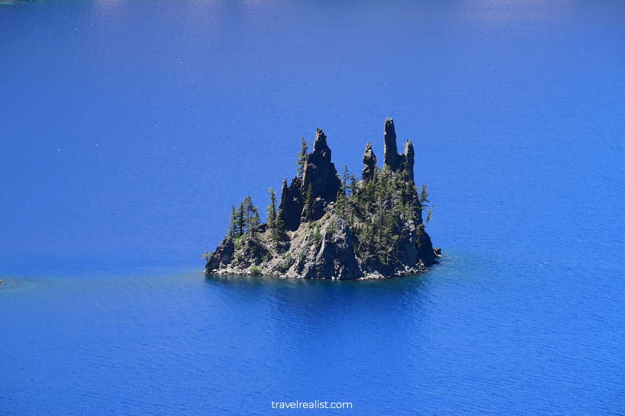 Phantom Ship Island up-close in Crater Lake National Park, Oregon, US