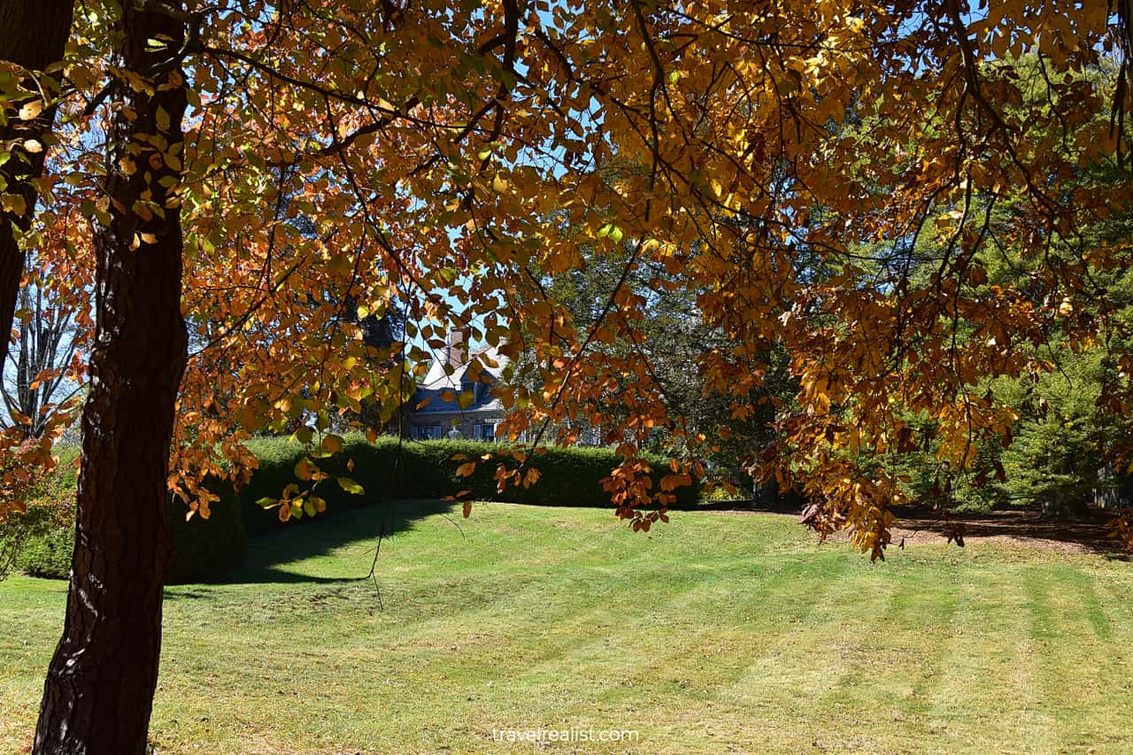 Fall views of grounds in Grey Towers National Historic Site, Pennsylvania, US