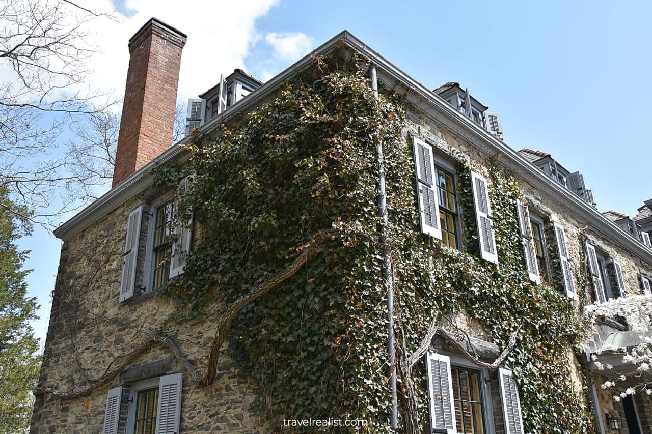 Ivy covered mansion walls in Grey Towers National Historic Site, Pennsylvania, US