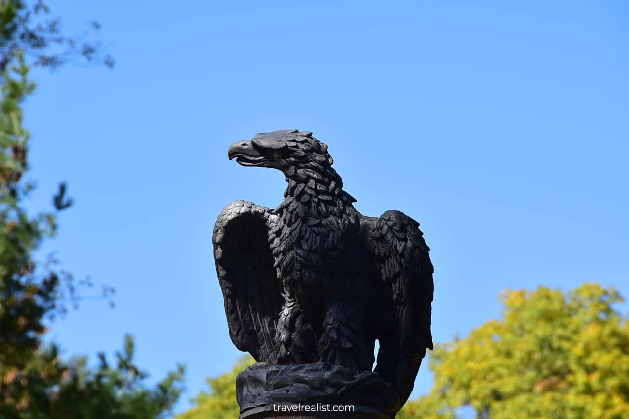 Eagle sculpture in Grey Towers National Historic Site, Pennsylvania, US
