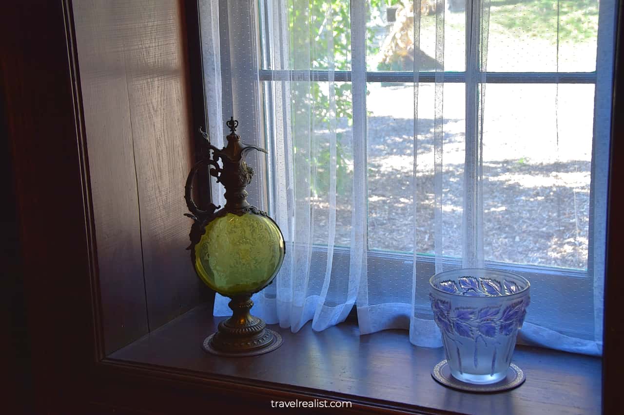 Window still with historic artifacts in Grey Towers National Historic Site, Pennsylvania, US