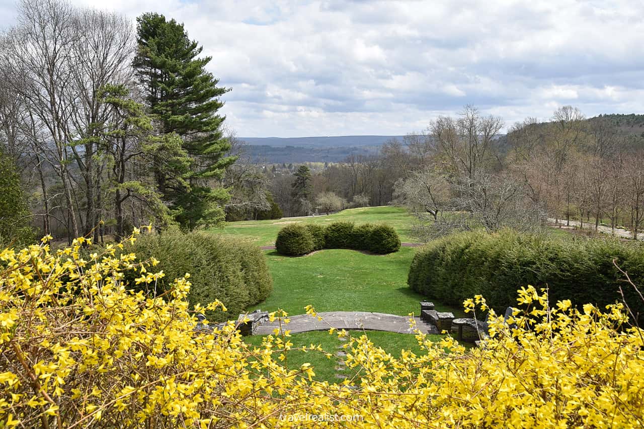 Multiple state views from mansion in Grey Towers National Historic Site, Pennsylvania, US