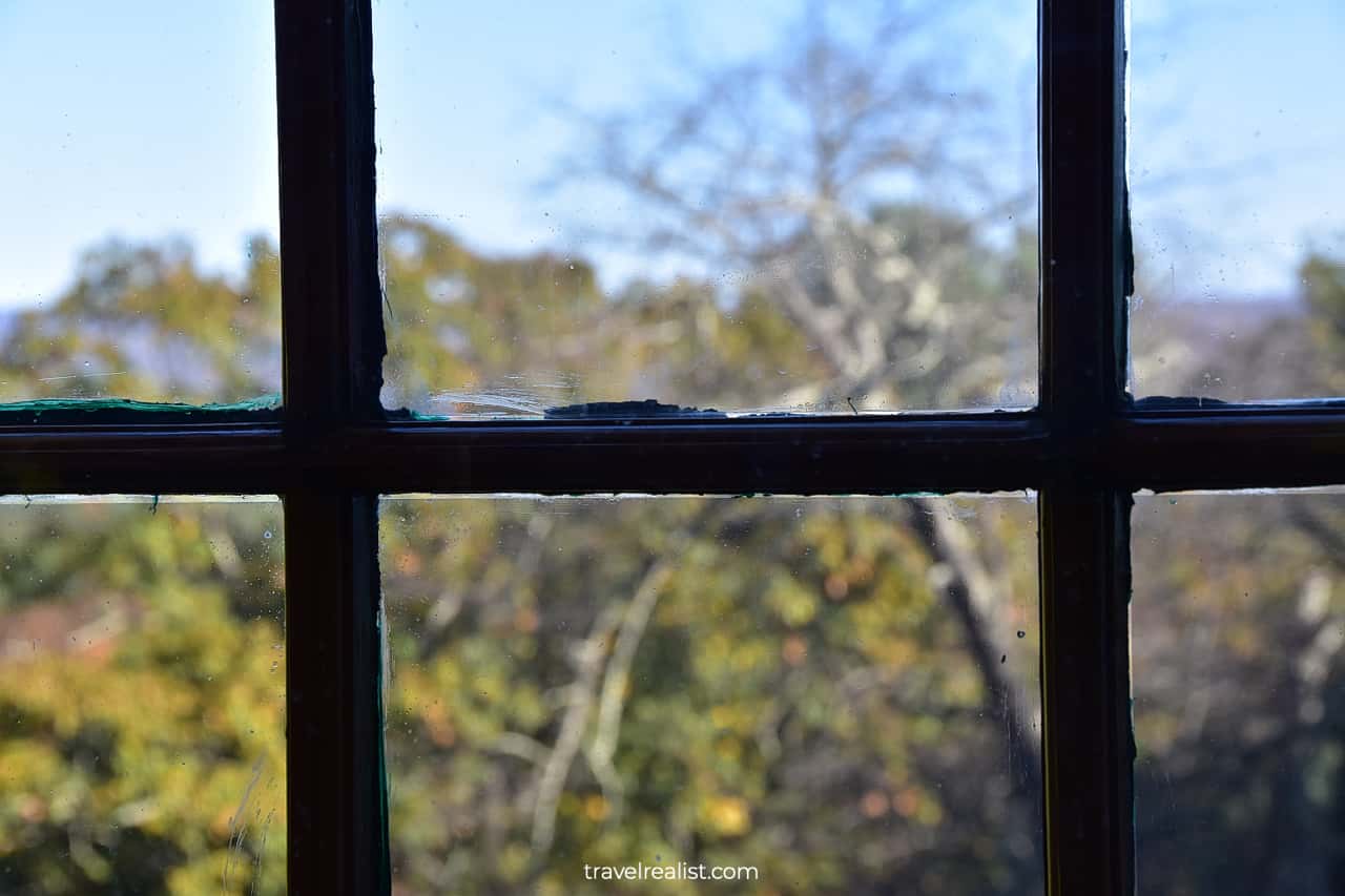 Window view from Bait Box in Grey Towers National Historic Site, Pennsylvania, US
