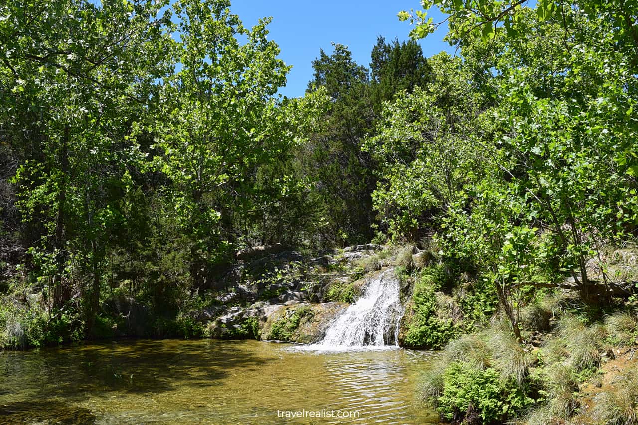 Waterfalls on Spicewood Springs trail in Colorado Bend State Park, Texas, US