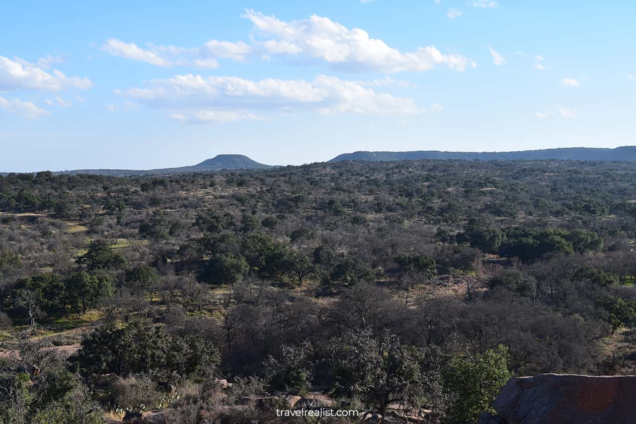 Summit trail views in Enchanted Rock State Natural Area, Texas, US