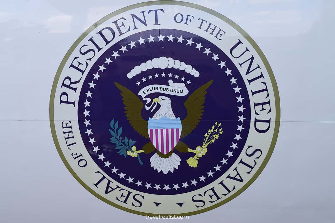 President's Seal on Air Force One in Lyndon B. Johnson National Historical Park, Texas, US