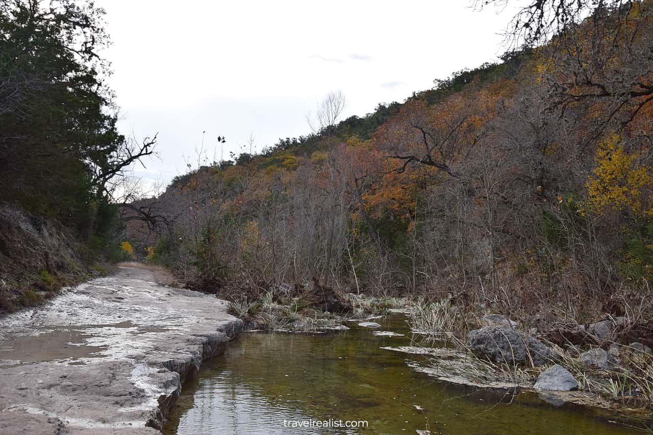 Creek and fall colors in Lost Maples State Natural Area, Texas, US