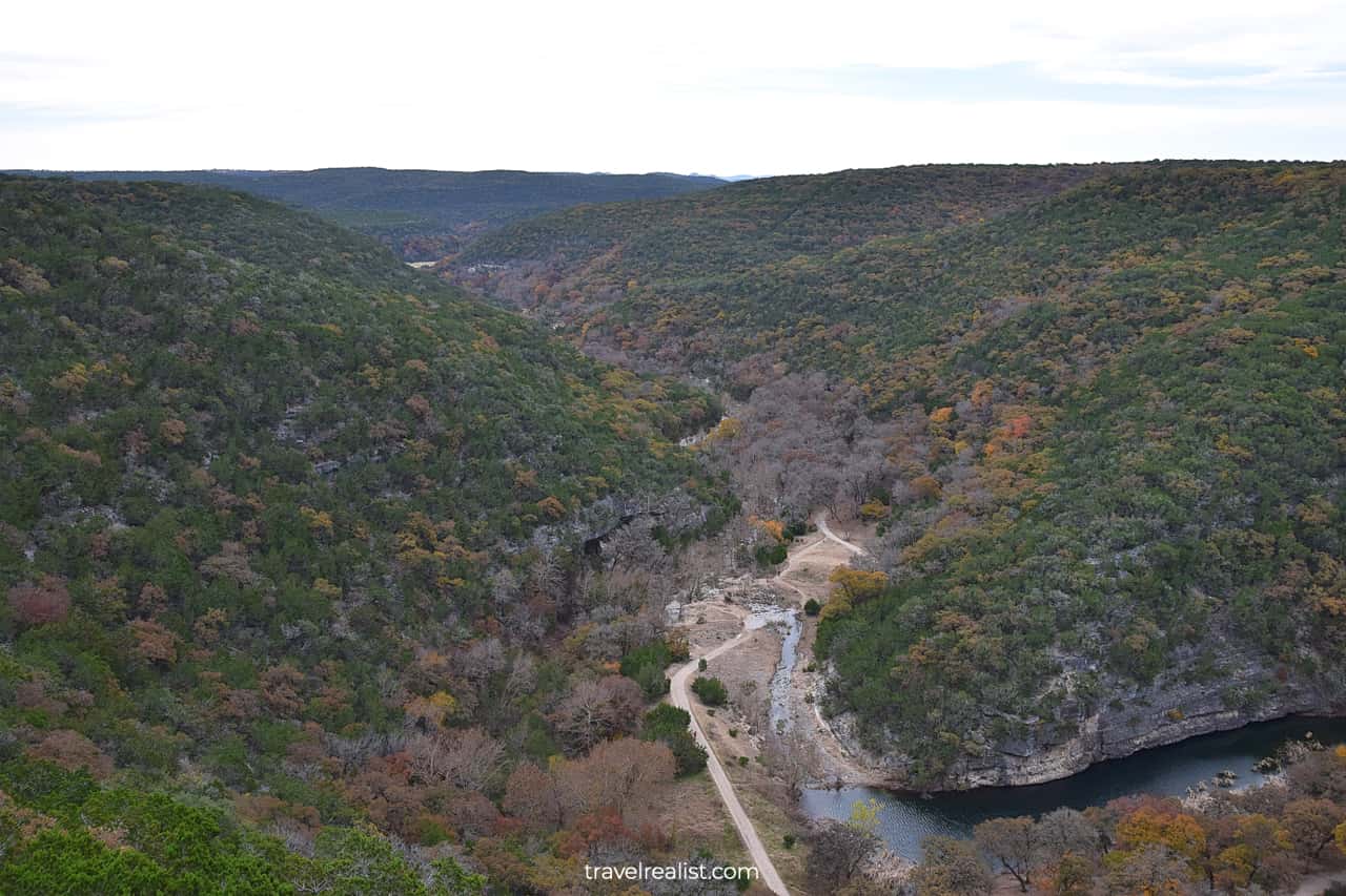 Valley panorama in Lost Maples State Natural Area, Texas, US, the third best place to see Total Solar Eclipse in Texas