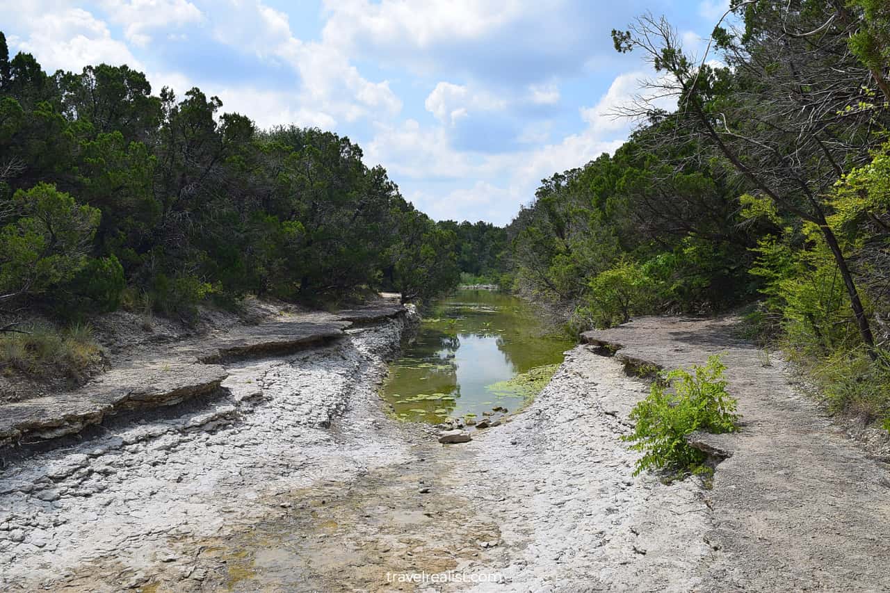 Dry spillway in Cleburne State Park, Texas, US