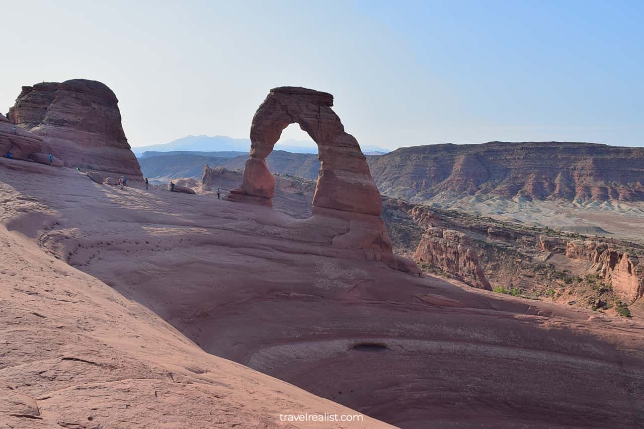 Breathtaking Delicate Arch view from distance in Arches National Park, Utah, US