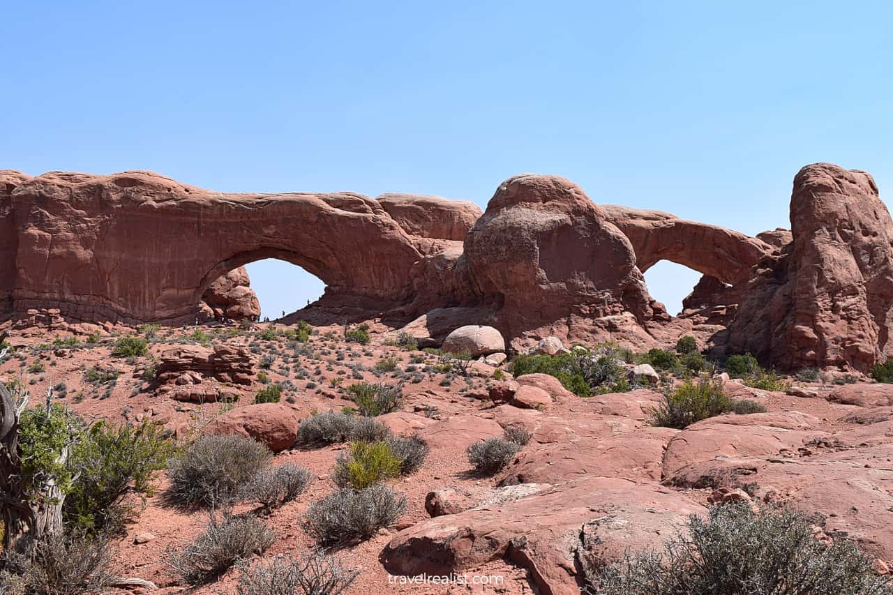 North and South Window formation in Arches National Park, Utah, US