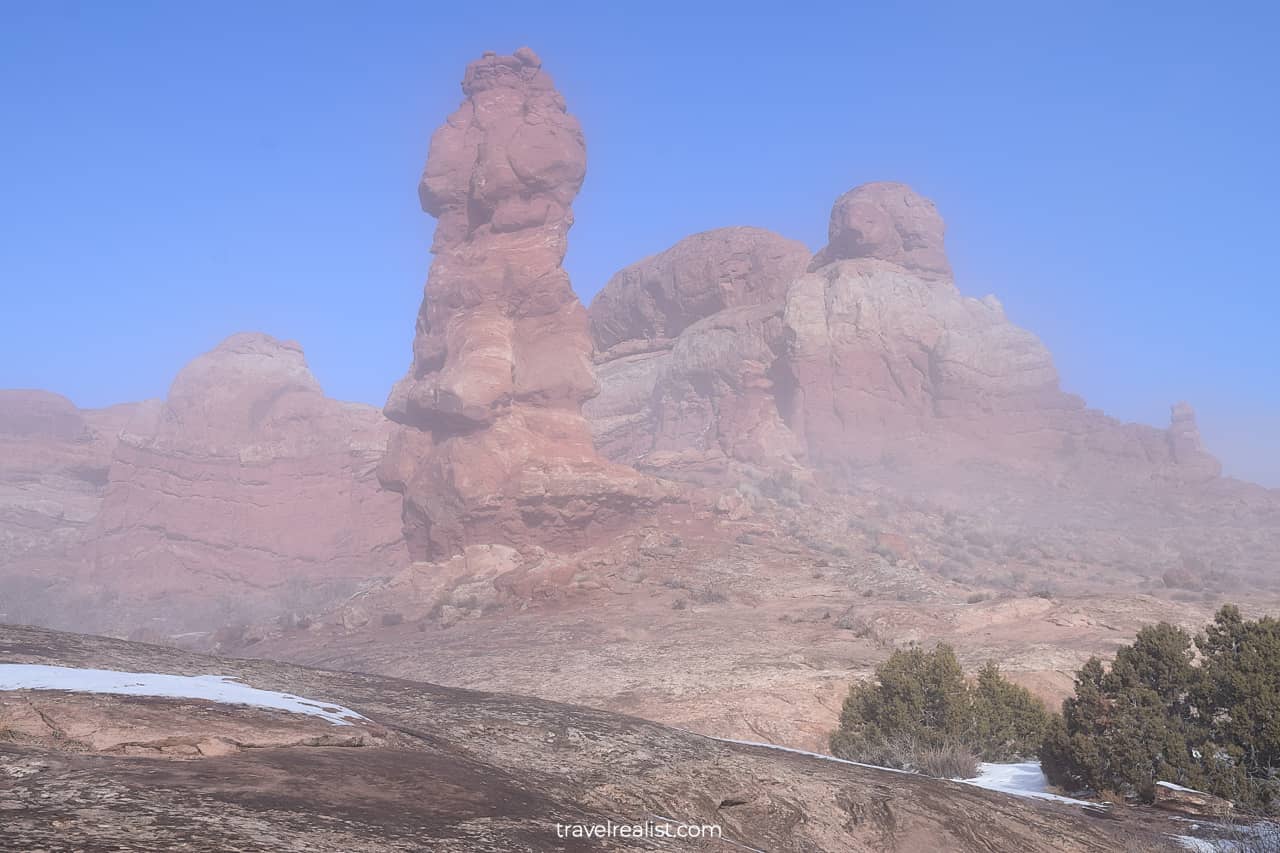 Interesting sandstone formations in Arches National Park, Utah, US