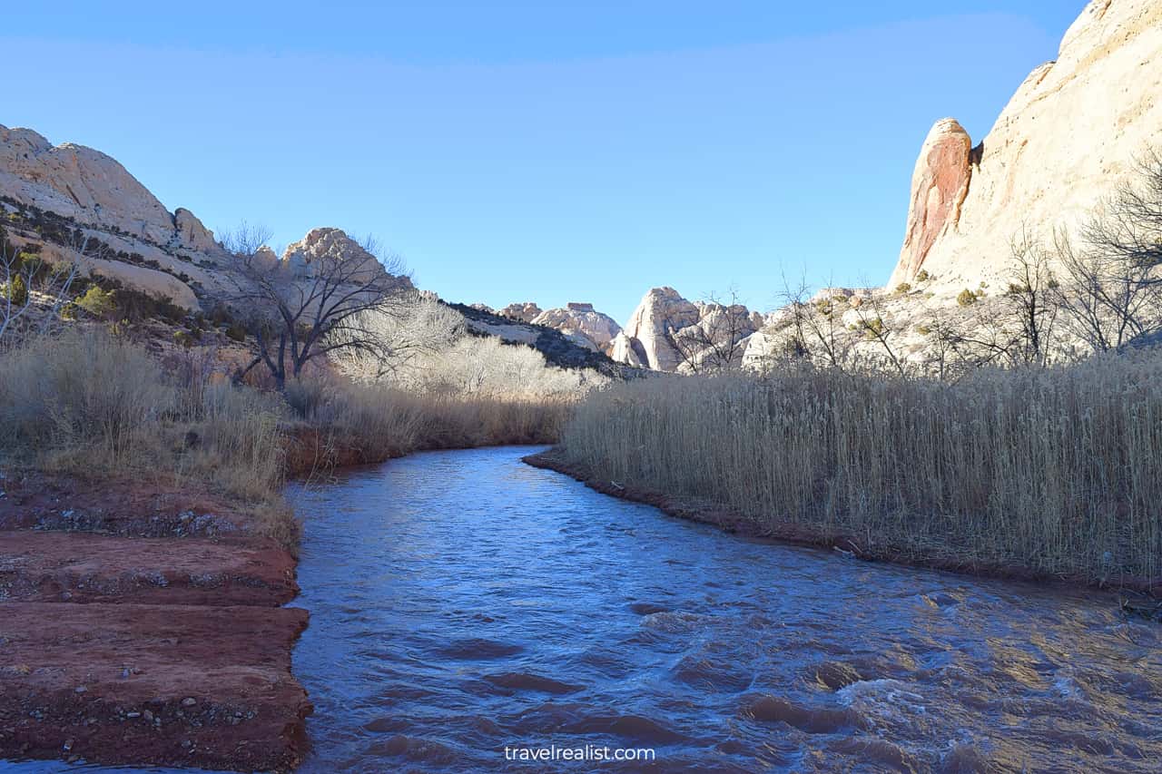 Fremont River at Orientation Pullout in Capitol Reef National Park, Utah, US