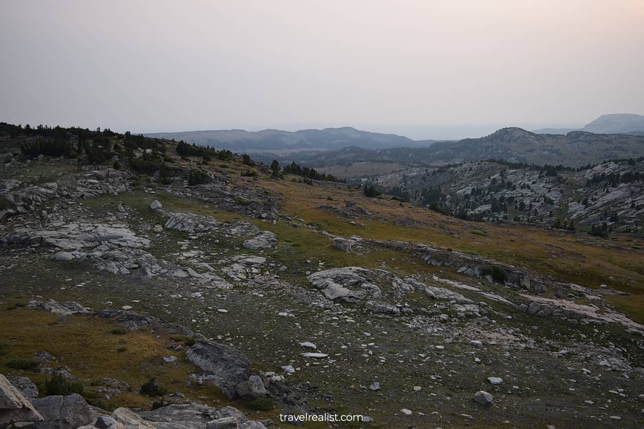 Beartooth highway gaining elevation in Wyoming, US