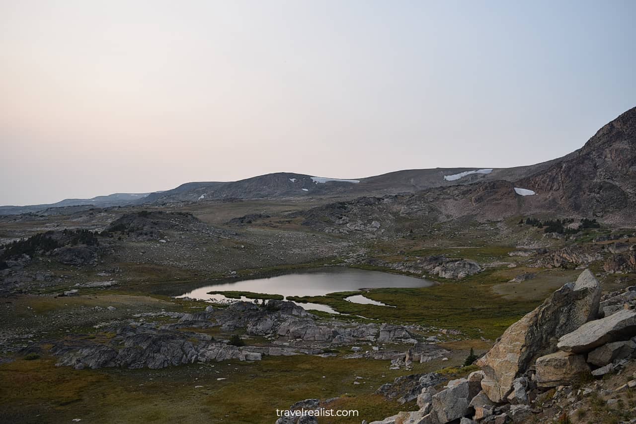 Frozen Lake as seen from Beartooth Highway in Wyoming, US