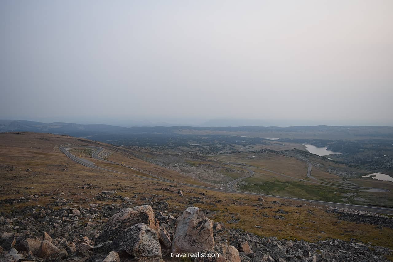 Winding turns of Beartooth Highway, Best Scenic Drive in Wyoming, US