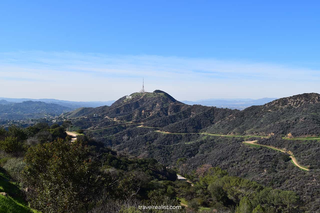 Hollywood Sign and trails in Griffith Park, Los Angeles, CA, US