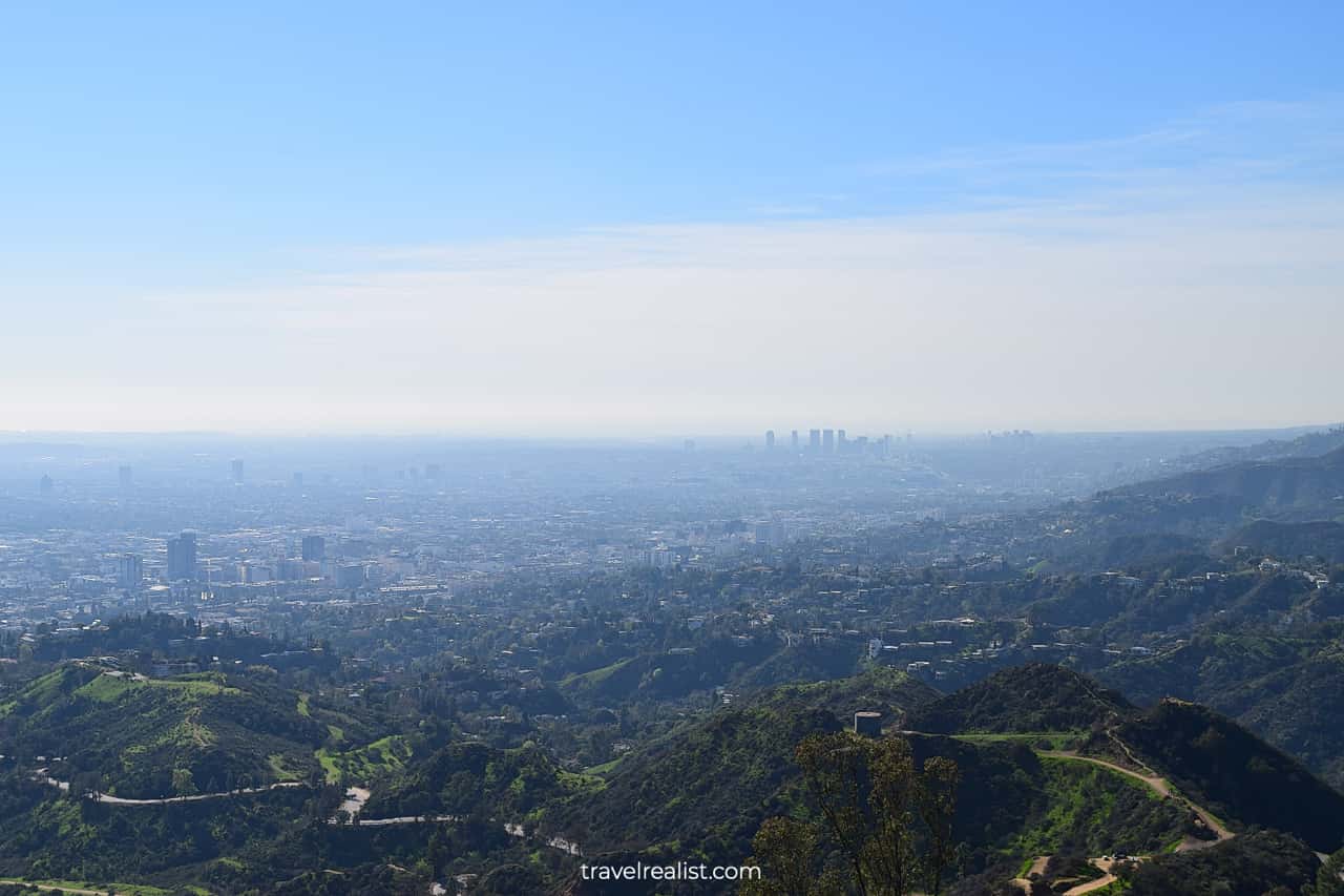 Views of Hollywood, Beverly Hills, and Santa Monica from Mt Hollywood Summit in Griffith Park, Los Angeles, CA, US