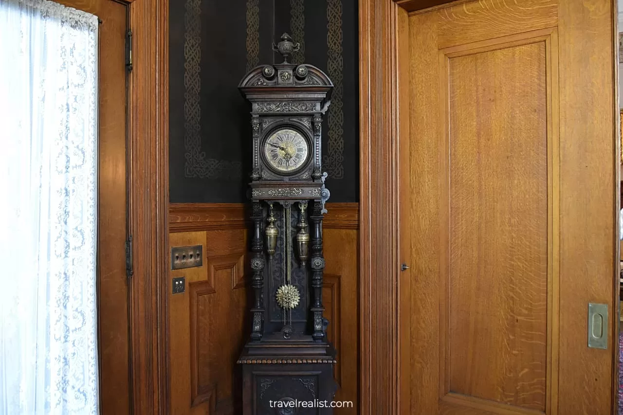 Floor standing grandfather clock in Haas-Lilienthal House in San Francisco, California, US