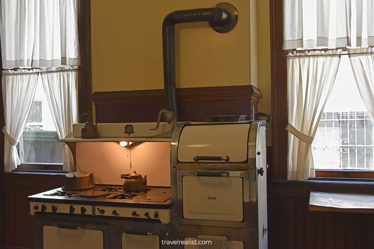Oven and stove in Haas-Lilienthal House in San Francisco, California, US