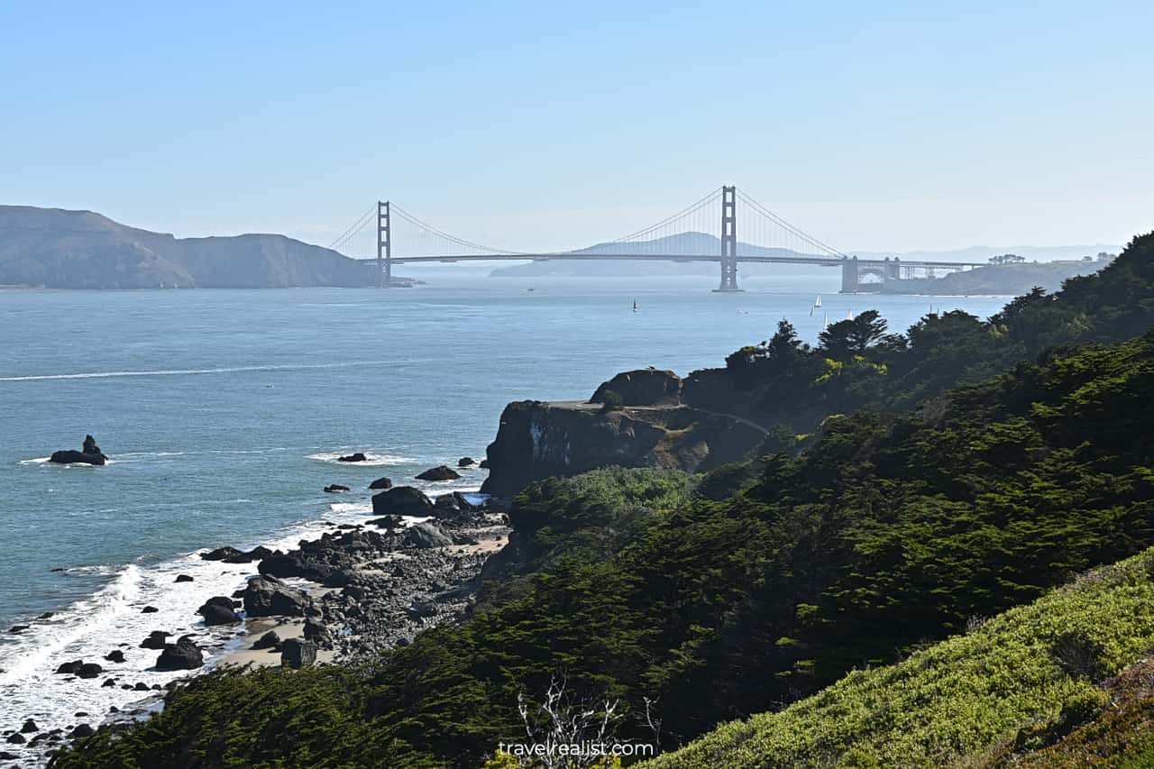 The Golden Gate Bridge views from the Lands End Lookout in San Francisco, California, US