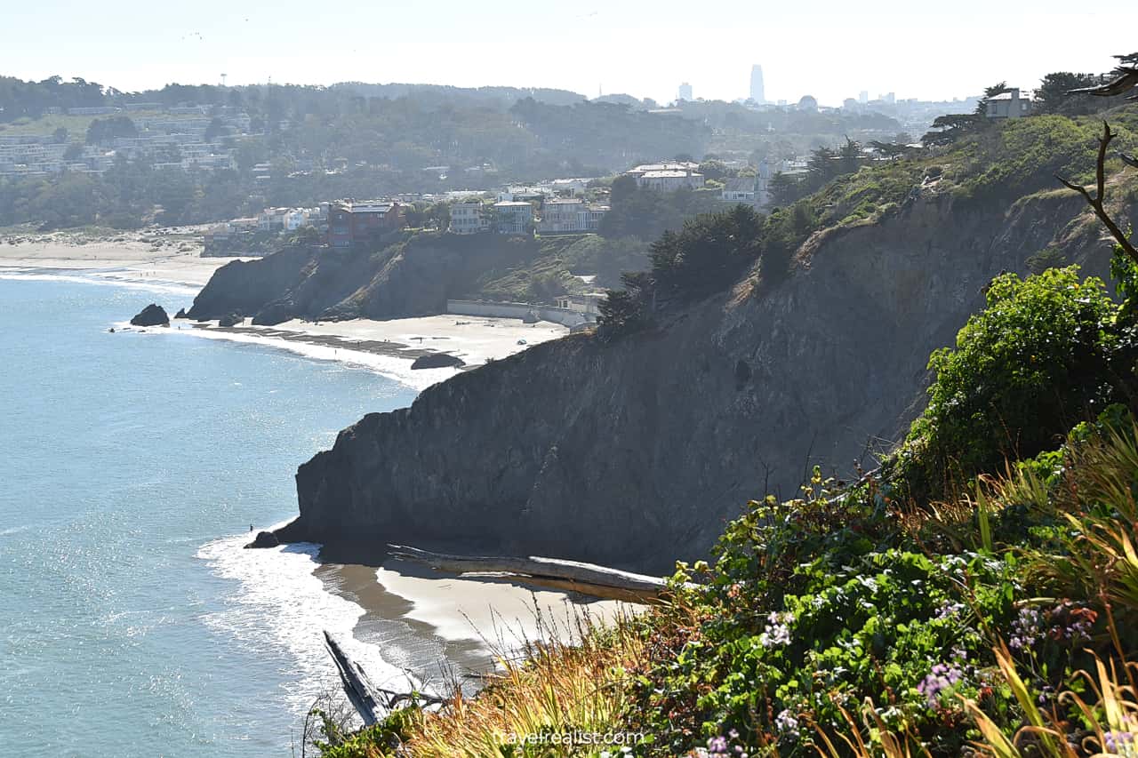 Views of China Beach from Eagle Point at Lands End Trail in San Francisco, California, US