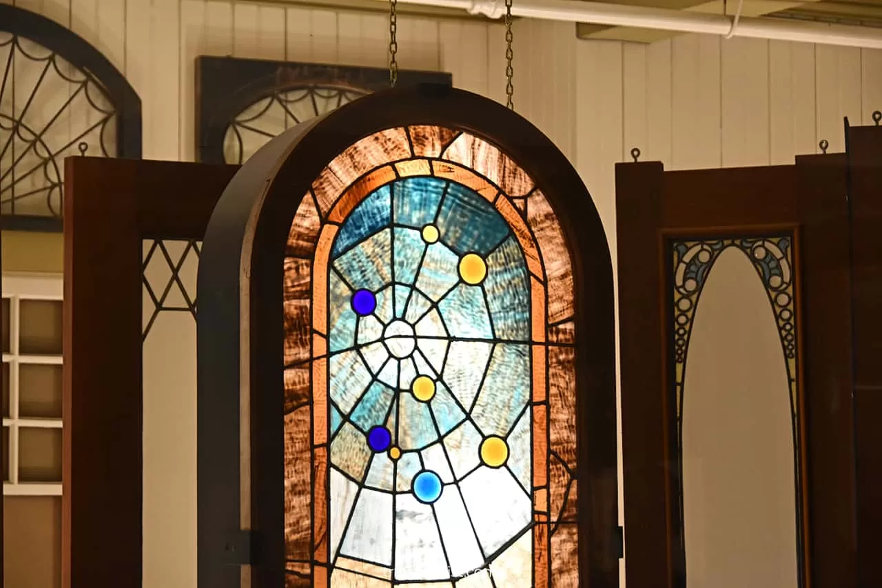 Stained glass panel light show in Winchester Mystery House in San Jose, California, US