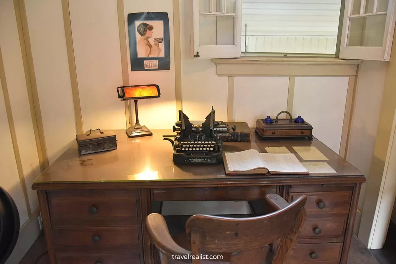 Typewriter and desk in Winchester Mystery House in San Jose, California, US