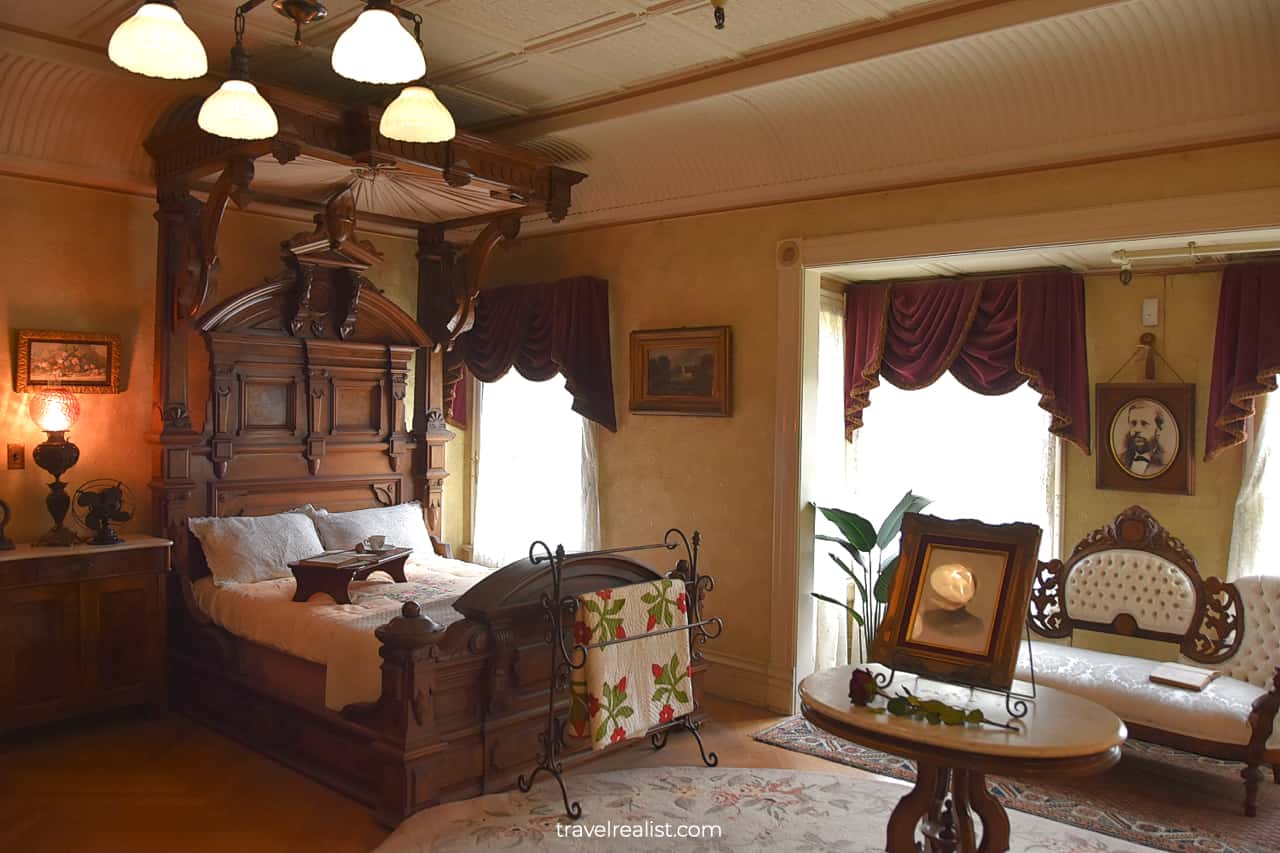 Master bedroom in Winchester Mystery House in San Jose, California, US